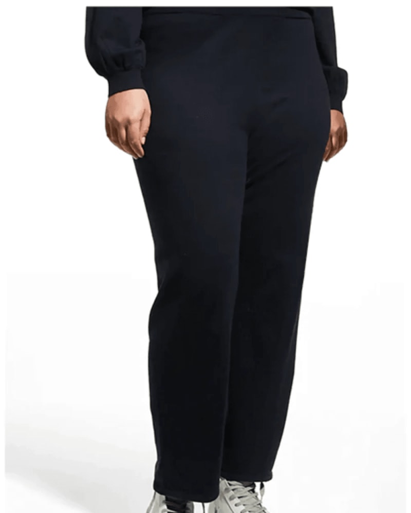 Front of a model wearing a size 1X Cotton Cashmere Wide Leg Pant in NAVY by Minnie Rose. | dia_product_style_image_id:308579